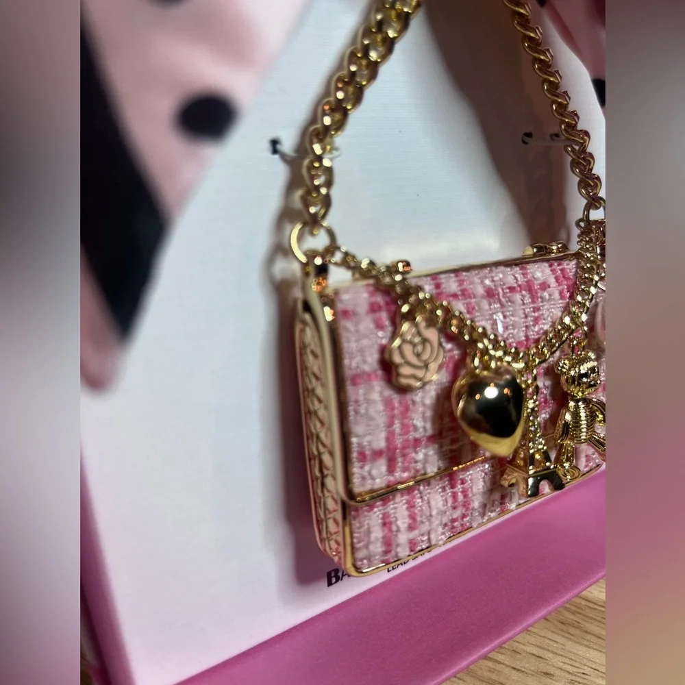 Piper K Pink Polka Dot Bow Chanel Purse Charm Bag Charm Keychain